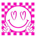 Retro Roze Schaakbord Peace Smiley