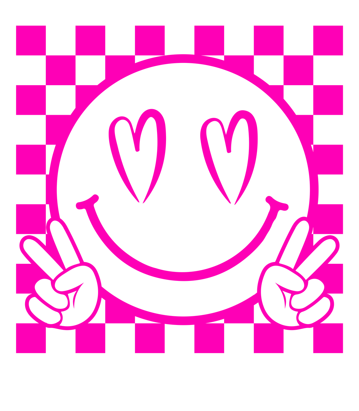 Retro Roze Schaakbord Peace Smiley